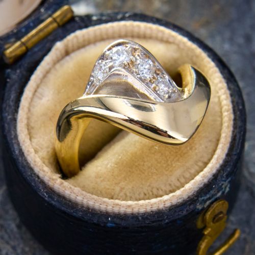 Modern Design Diamond Ring 14K Yellow Gold