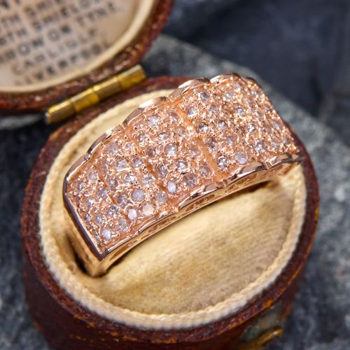 Sloping Pavé Set Diamond Ring 14K Rose Gold
