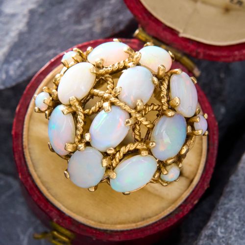 Bold Opal Cocktail Ring 14K Yellow Gold