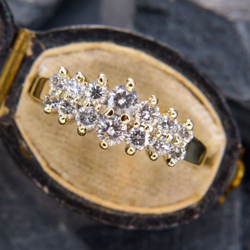 Sparkling Diamond Rooftop Ring 14K Yellow Gold