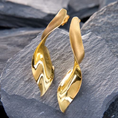 Twisted Drop Earrings 14K Yellow Gold