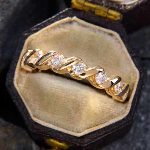 Channel Set Diamond Eternity Band Ring 14K Yellow Gold