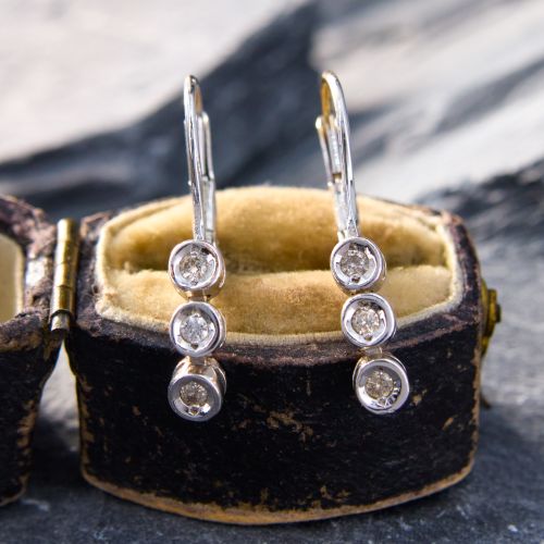 Diamond Drop Earrings 18K White Gold