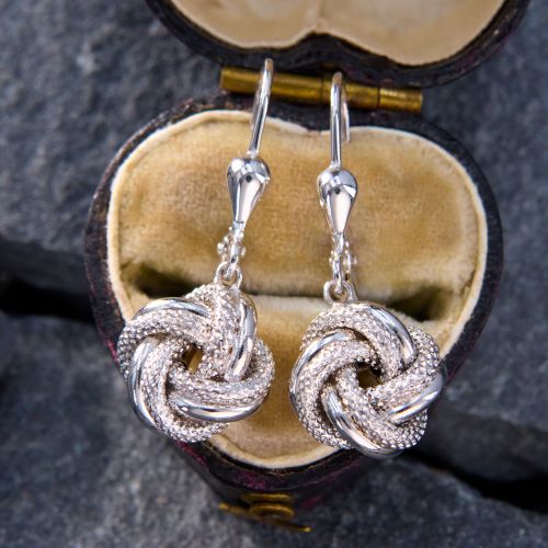 Timeless Love Knot Earrings 14K White Gold
