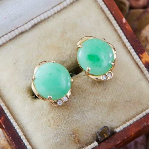 Vintage Jade Earrings 14K Yellow Gold