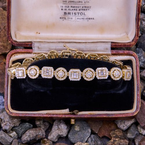 Pavé Set Diamond Link Bracelet 14K Yellow Gold