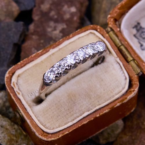 6 Stone Diamond Wedding Band Ring Platinum