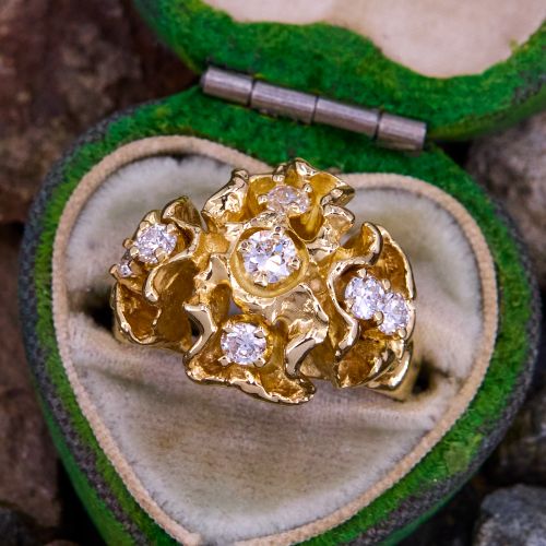 Cluster Diamond Ring 14K Yellow Gold
