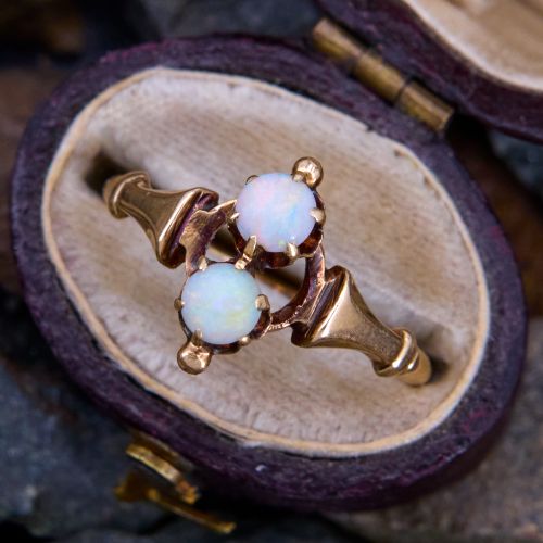 Antique Twin Opal Ring 14K Yellow Gold