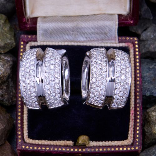 Antonini Pavé Diamond Hoop Earrings 18K White Gold