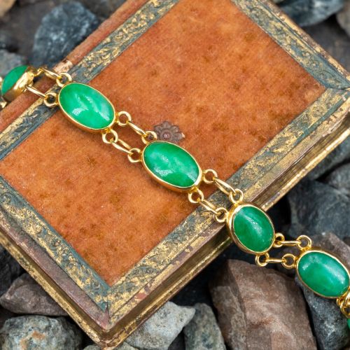 Jadeite Jade Link Bracelet 20K Yellow Gold