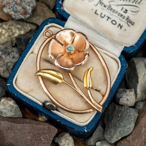 Charming Zircon Flower Pendant 2-Tone Gold