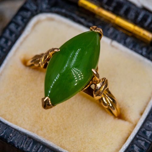 Antique Nephrite Jade Ring 14K Yellow Gold