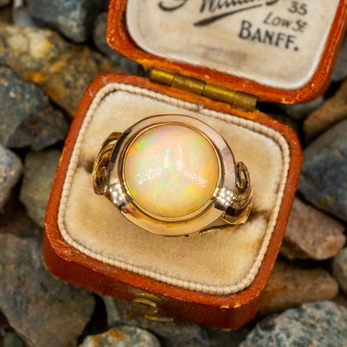 1960s Vintage Crystal Opal Ring 14K Yellow Gold