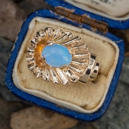 Estate Opal Flower Ring Yellow Gold