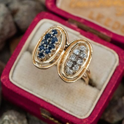Lovely Sapphire & Diamond Ring 14K Yellow Gold