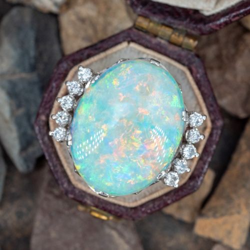 Gorgeous Crystal Opal Ring 14K White Gold
