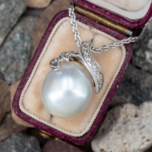 Fabulous South Sea Pearl Pendant Necklace 14K/18K White Gold