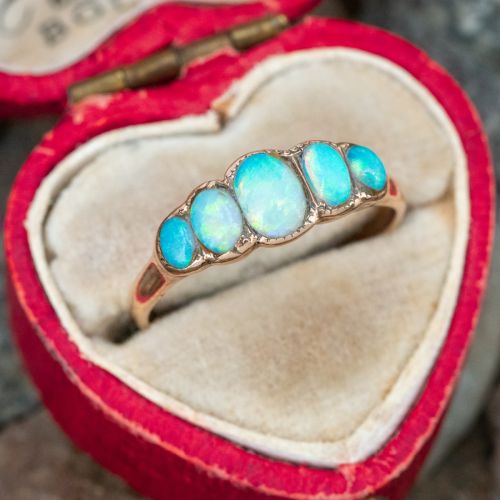 Vintage Oval Cabochon Opal Ring Yellow Gold 