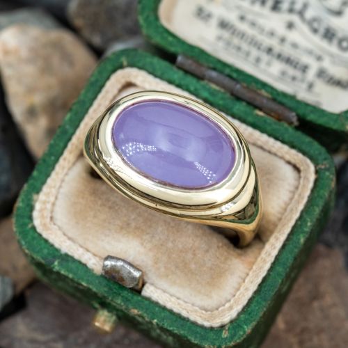 East-To-West Set Lavender Jade Ring 14K Yellow Gold