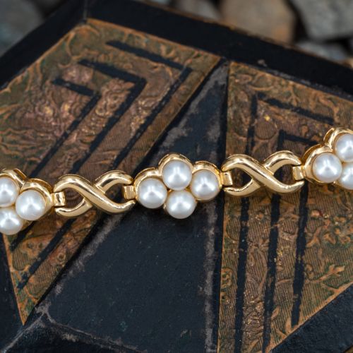 Pretty Pearl Cluster Bracelet 14K Yellow Gold