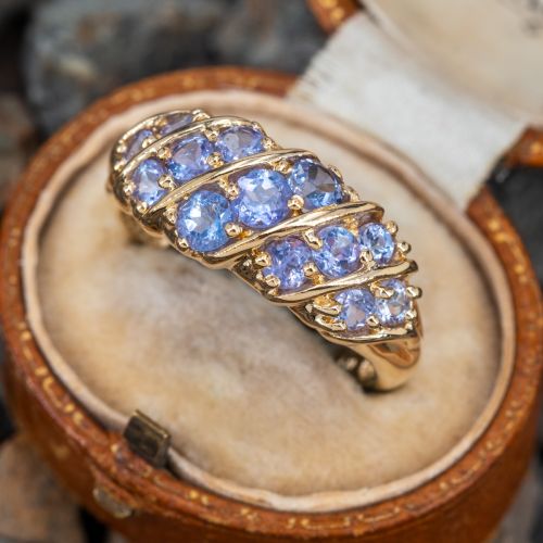 Attractive Round Cut Iolite Ring 14K Yellow Gold  