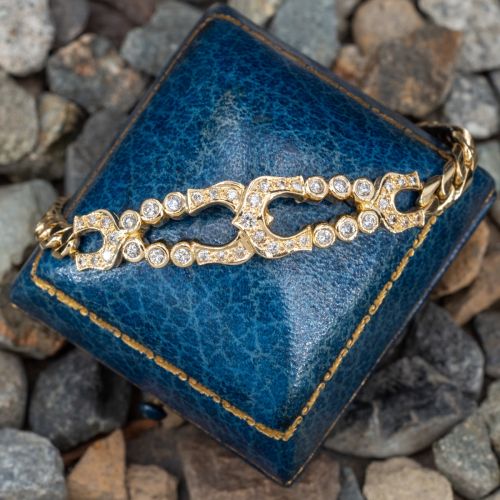 Gorgeous Buckle Style Hinged Diamond Bracelet 18K Yellow Gold