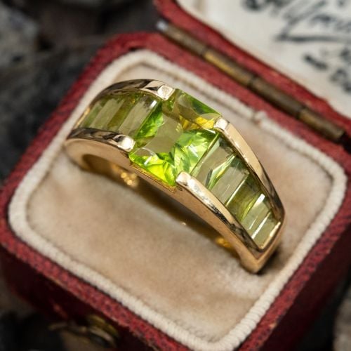 Fantasy Cut Peridot Ring 18K Yellow Gold