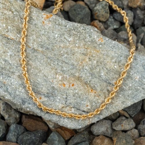 18 Inch Rope Chain Necklace 14K Yellow Gold