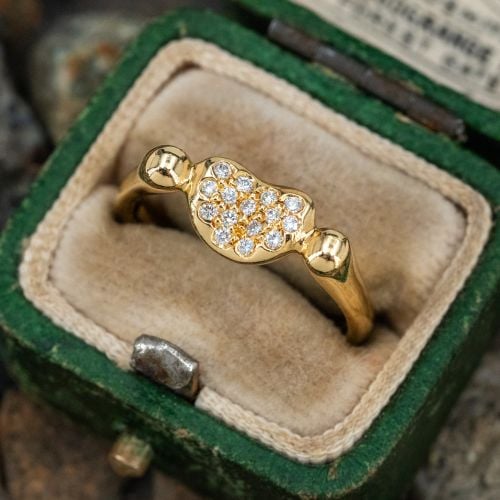 Tiffany & Co. Elsa Peretti Diamond Bean Ring 18K Yellow Gold
