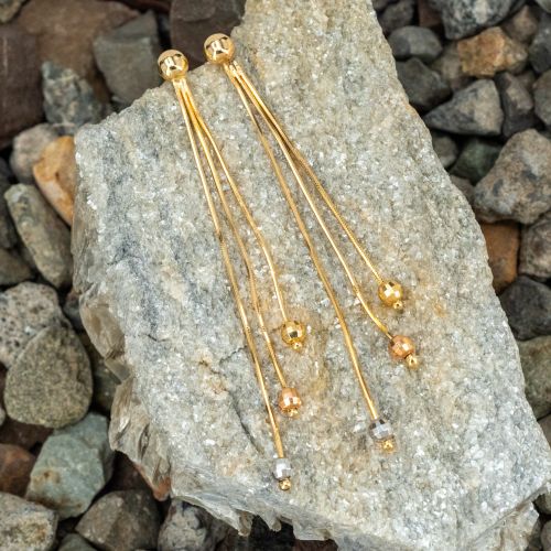 Tri-Tone Dangle Earrings 18K Gold