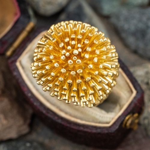 Vintage Joseph Kutchinsky Urchin Motif Ring 18K Yellow Gold