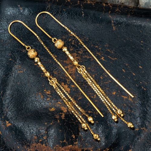 Threader Dangle Earrings 14K Yellow Gold