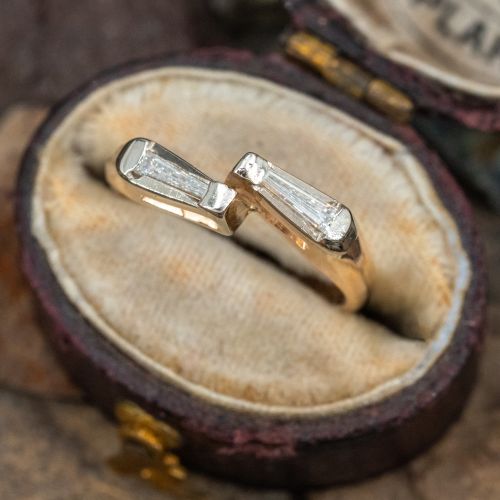 Tapered Baguette Cut Diamond Ring 14K Yellow Gold