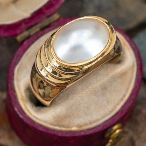 East To West Set Mabé Pearl Ring 14K Yellow Gold