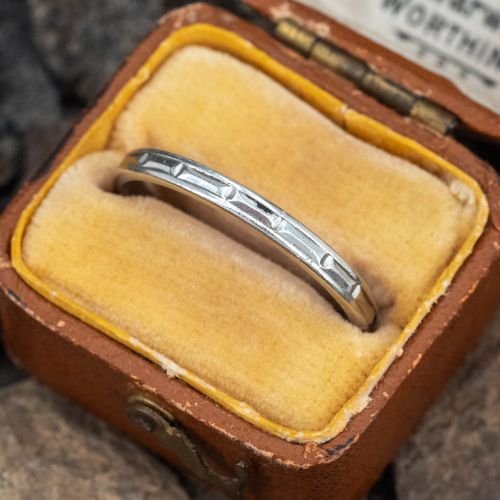 Vintage Textured Wedding Band Ring Platinum Size 7.5