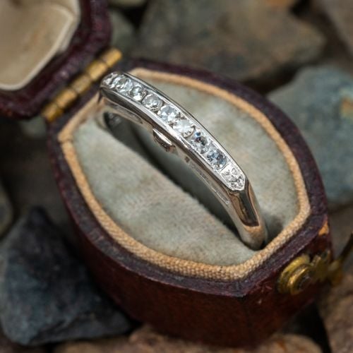 Vintage Diamond Wedding Band Ring 18K White Gold
