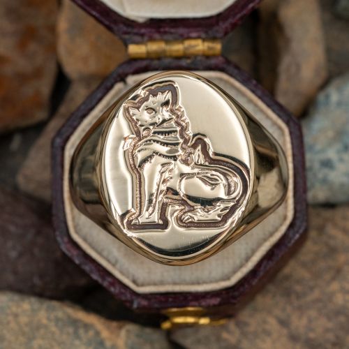 Mens Griffin Signet Ring Yellow Gold