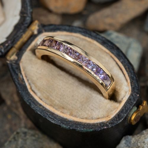 Ombré Purple Sapphire Ring 14K Yellow Gold 