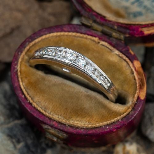 Curved Diamond Wedding Band Ring 14K White Gold