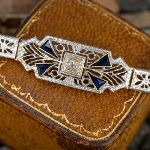 Art Deco Diamond Bracelet 14K White Gold