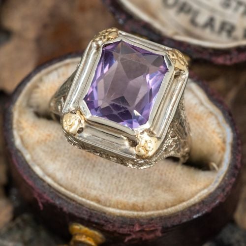 Floral Accent Lilac Amethyst Ring 14K White Gold