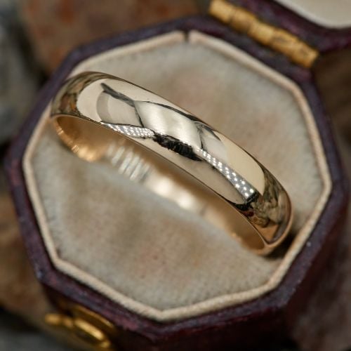 4MM Simple Yellow Gold Wedding Band Ring 
