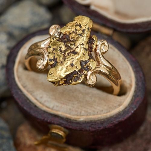 Vintage Natural Gold Nugget Ring 14K & 18K Yellow Gold 