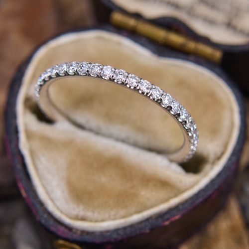 Diamond Eternity Wedding Band Stacking Ring 14K White Gold, Size 6.5