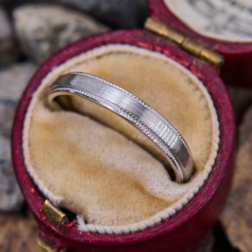 Satin Finished Milgrain Wedding Band Ring Platinum Size 7.25
