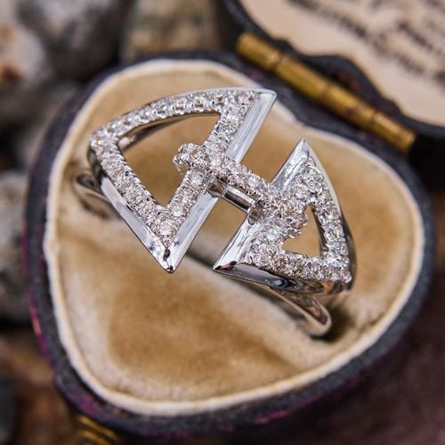 Gabriel & Co. Triangle Motif Diamond Ring 14K White Gold