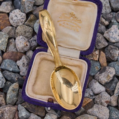 Tiffany & Co. Curved Handle Baby Spoon 18K Yellow Gold 