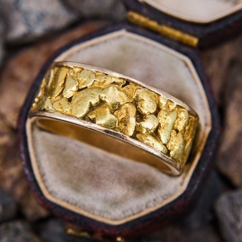 Eternity Gold Nugget Band Ring 14K Yellow Gold, Size 8.5