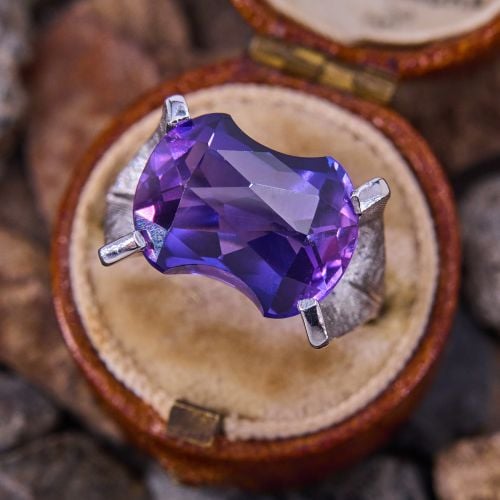 Fantasy Cut Lab Created Sapphire Ring White Gold
